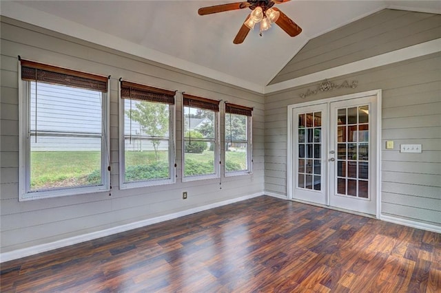 unfurnished sunroom with french doors