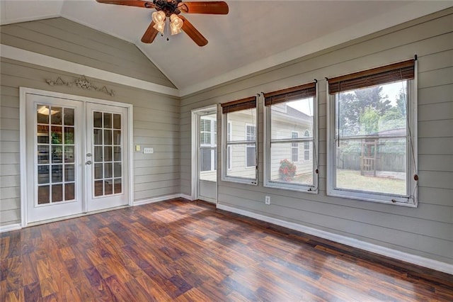 unfurnished sunroom featuring french doors