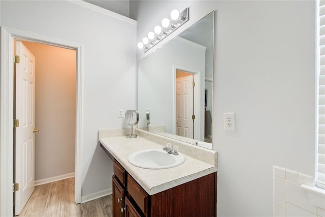 468 Berkshire Pl, Fairburn, GA 30213 - bathroom with vanity, wood finished floors, and baseboards