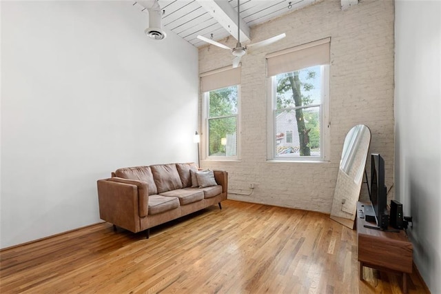 210 Walker St SW Unit 3, Atlanta, GA 30313 - living area with light wood-style floors, high vaulted ceiling, and wood ceiling with exposed beams