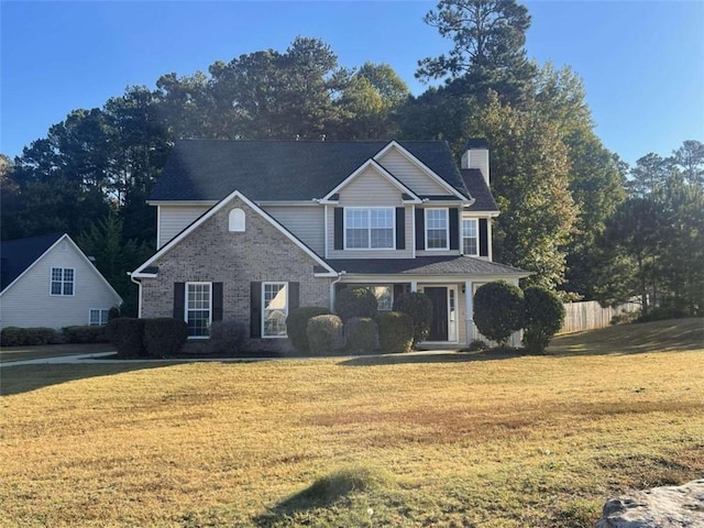 front of property with a front yard and a porch