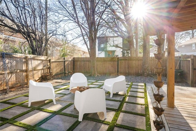 view of patio featuring a fenced backyard