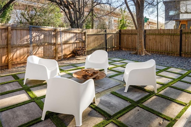 view of patio featuring a fenced backyard