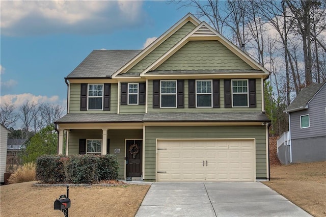 craftsman-style home with a garage