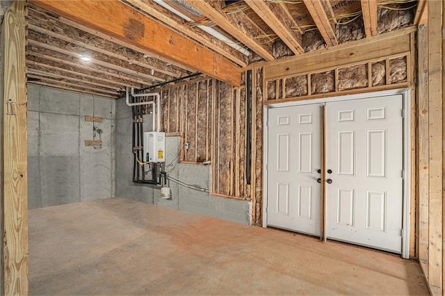 basement with water heater