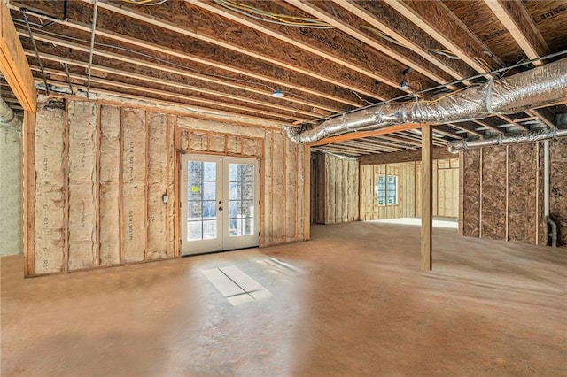 basement with french doors