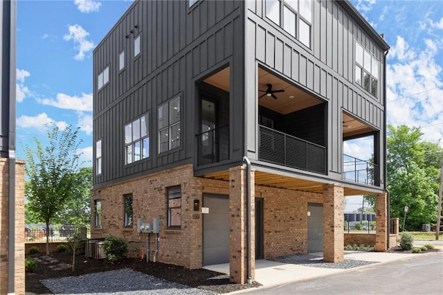 view of building exterior featuring a garage