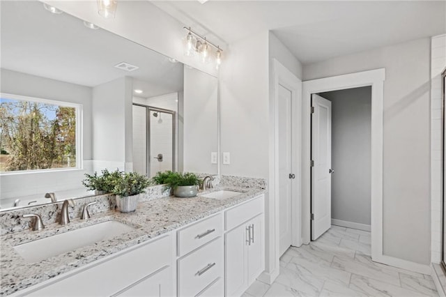 4380 Links Blvd, Jefferson, GA 30549 - bathroom featuring a shower with door and vanity