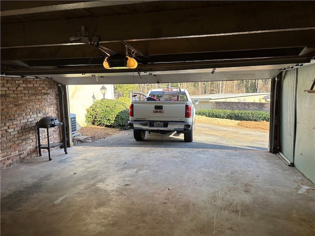 garage with a garage door opener
