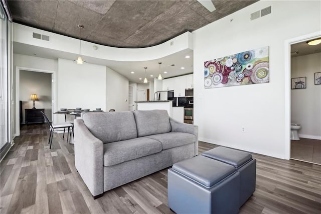 living room with hardwood / wood-style floors