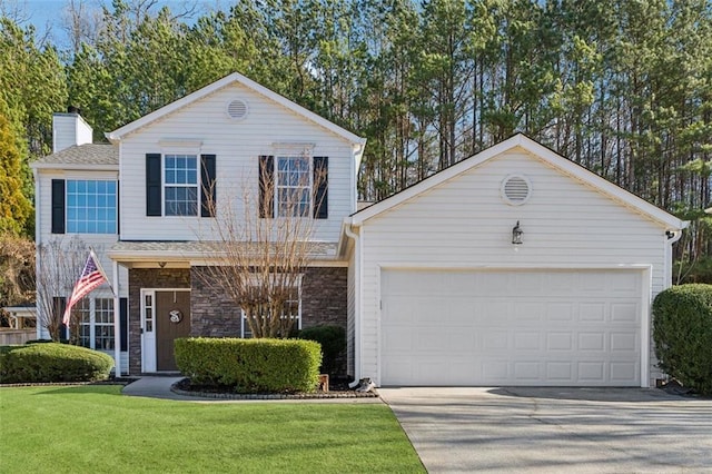 view of front property with a front lawn