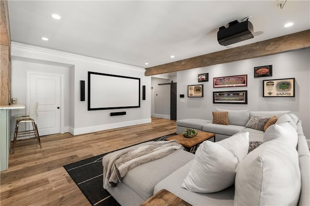 5330 Lake Redwine Cv NW, Acworth, GA 30101 - cinema featuring recessed lighting, baseboards, wood finished floors, and ornamental molding