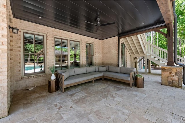 5330 Lake Redwine Cv NW, Acworth, GA 30101 - view of patio with stairway, outdoor lounge area, and ceiling fan