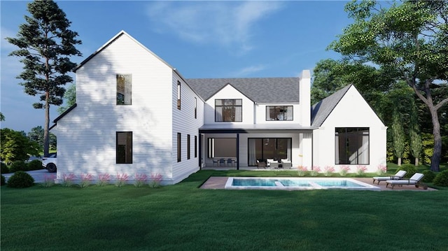 440 Allyson Cir, Alpharetta, GA 30009 - back of house with an outdoor pool, a lawn, and a patio