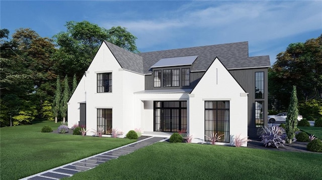 440 Allyson Cir, Alpharetta, GA 30009 - modern farmhouse featuring a front lawn and a shingled roof