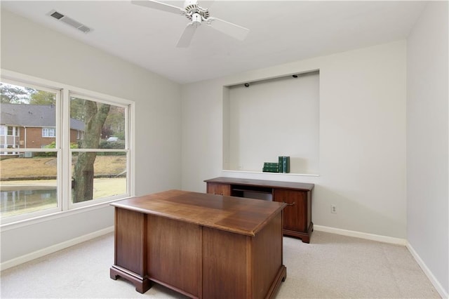 3711 Spinnaker Cir, Alpharetta, GA 30005 - office area featuring baseboards, light colored carpet, and a ceiling fan