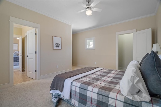 216 Crescent Moon Way, Canton, GA 30114 - bedroom featuring carpet floors, crown molding, baseboards, and ceiling fan
