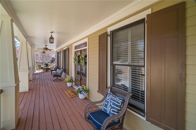 216 Crescent Moon Way, Canton, GA 30114 - wooden deck with covered porch and ceiling fan