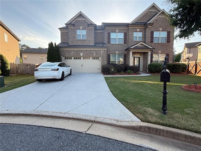 view of front of property with brick siding, concrete driveway, and a garage