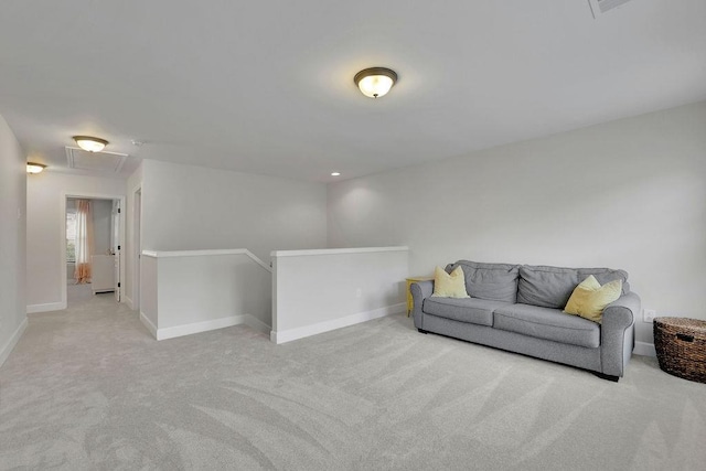 7190 Tributary Ct, Cumming, GA 30040 - carpeted living area with baseboards and attic access
