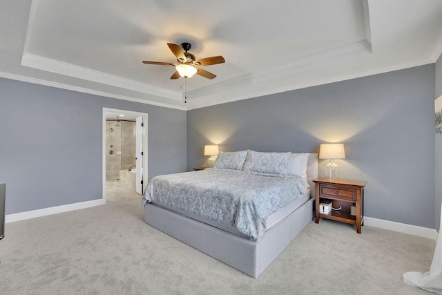 7190 Tributary Ct, Cumming, GA 30040 - bedroom featuring a tray ceiling, carpet, baseboards, and crown molding