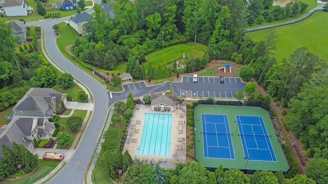 7190 Tributary Ct, Cumming, GA 30040 - aerial view of property and surrounding area with a pool area