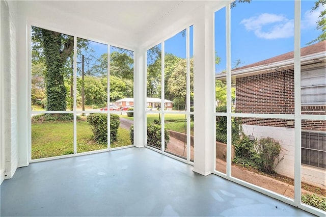 view of unfurnished sunroom