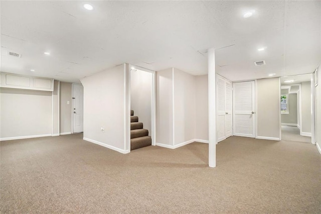 basement with carpet floors