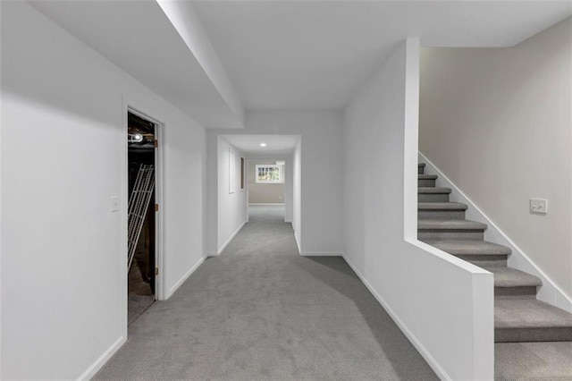 3017 Lana Ln, Marietta, GA 30066 - hall featuring carpet, stairs, baseboards, and recessed lighting
