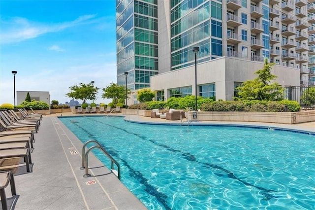 community pool with fence
