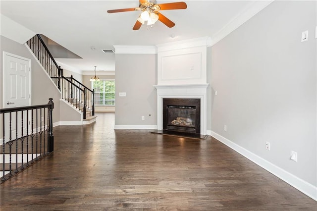 2252 Limehurst Dr NE, Atlanta, GA 30319 - unfurnished living room featuring a ceiling fan, wood finished floors, stairway, a glass covered fireplace, and baseboards