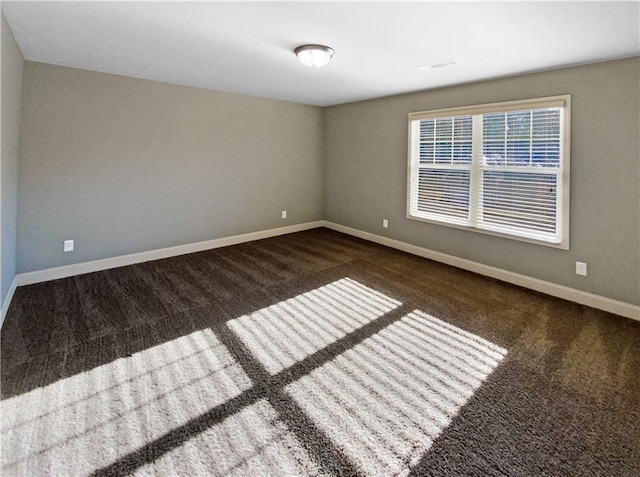 empty room with dark colored carpet