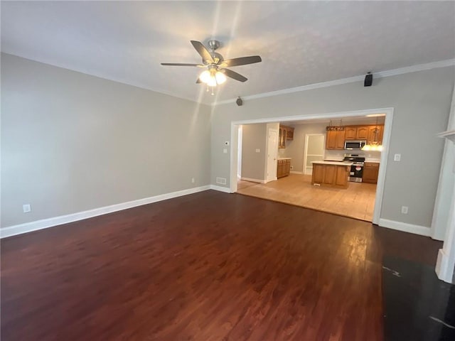 100 Hamilton Glen Ct, Fayetteville, GA 30215 - unfurnished living room with ceiling fan, wood finished floors, and crown molding