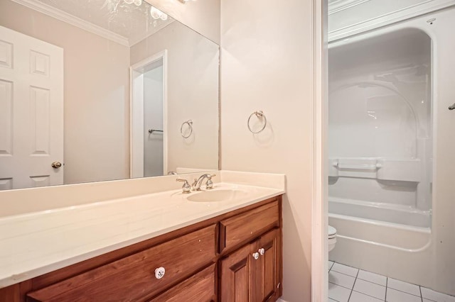 100 Hamilton Glen Ct, Fayetteville, GA 30215 - full bathroom featuring vanity, tile patterned floors, tub / shower combination, and crown molding