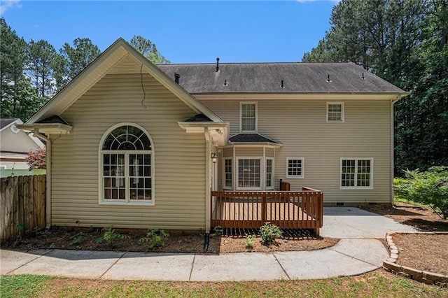 100 Hamilton Glen Ct, Fayetteville, GA 30215 - back of house featuring a wooden deck, crawl space, and a patio area