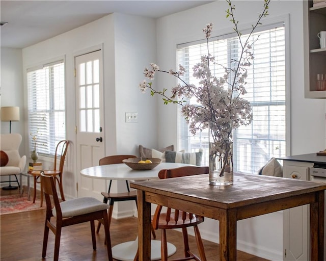 1320 Country Acres Ln, Lawrenceville, GA 30045 - dining space with healthy amount of natural light and dark wood-style floors