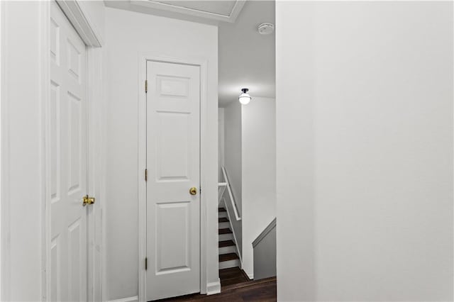 1320 Country Acres Ln, Lawrenceville, GA 30045 - corridor featuring dark wood-style flooring and an upstairs landing