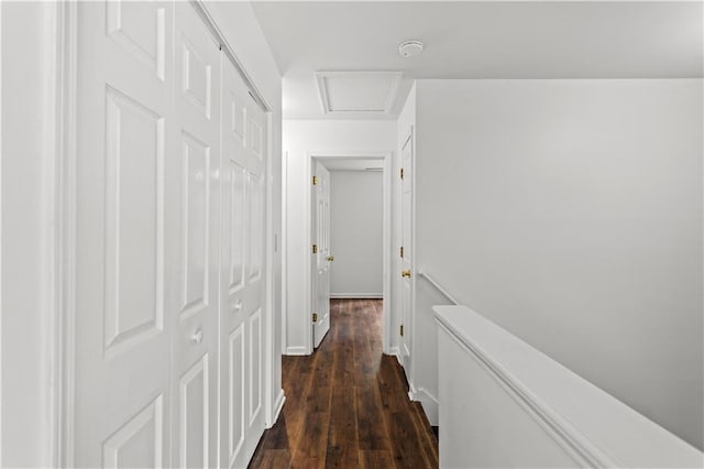 1320 Country Acres Ln, Lawrenceville, GA 30045 - hall with dark wood-style floors and attic access