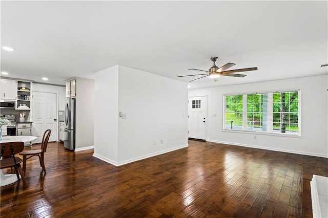 1320 Country Acres Ln, Lawrenceville, GA 30045 - living room with ceiling fan, dark wood-style floors, and recessed lighting