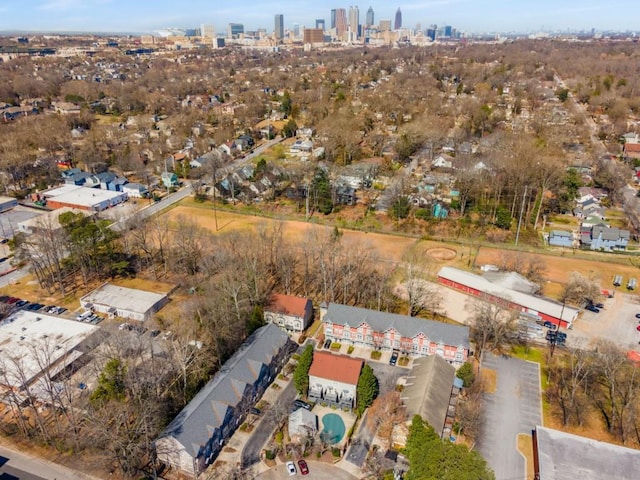 drone / aerial view featuring a city view