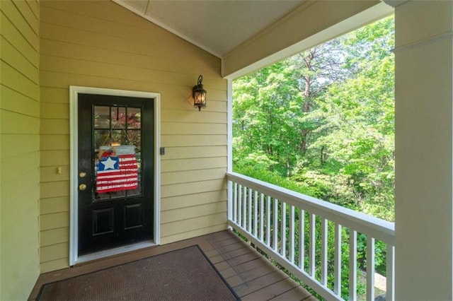 doorway to property with a balcony