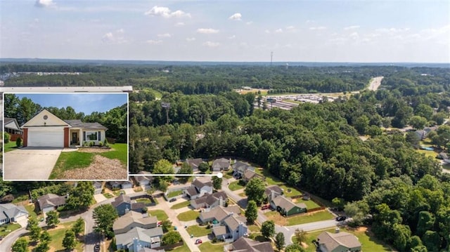 220 Brookstone Trl, Braselton, GA 30517 - aerial view of residential area featuring a heavily wooded area and property parcel outlined