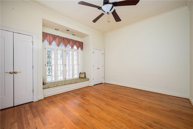 1006 Arbor Trce NE, Atlanta, GA 30319 - empty room featuring ornamental molding, light wood-style flooring, and a ceiling fan