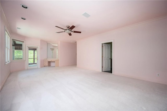 1006 Arbor Trce NE, Atlanta, GA 30319 - empty room featuring ornamental molding, ceiling fan, and light colored carpet