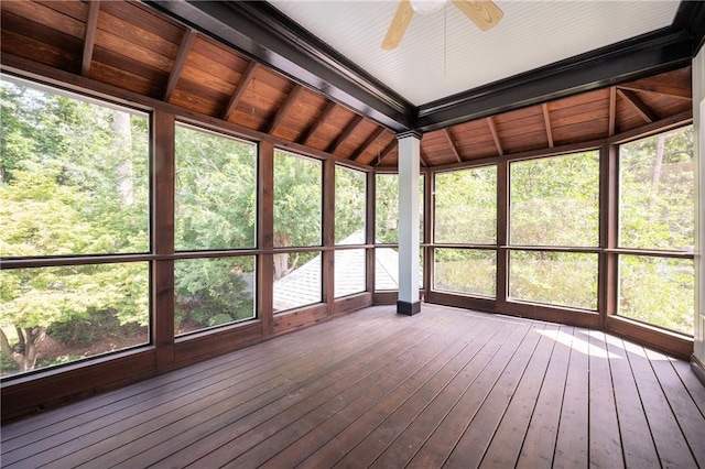 1006 Arbor Trce NE, Atlanta, GA 30319 - unfurnished sunroom with ceiling fan, hardwood / wood-style flooring, a deck, and plenty of natural light