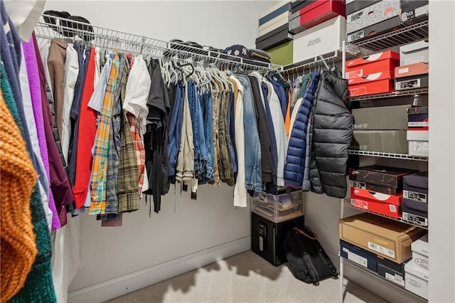 spacious closet with carpet floors