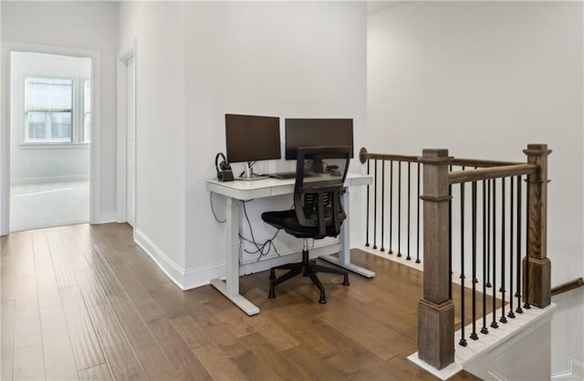 home office featuring wood-type flooring