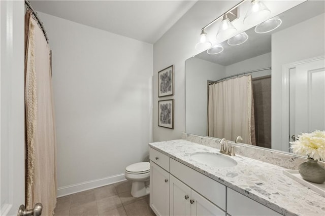 bathroom featuring toilet, tile patterned flooring, and vanity