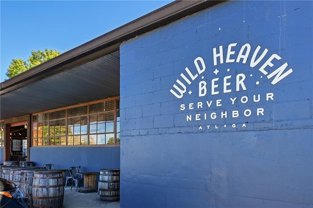 exterior details featuring indoor bar