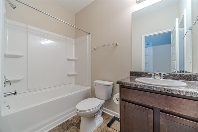 full bathroom with vanity and shower / washtub combination